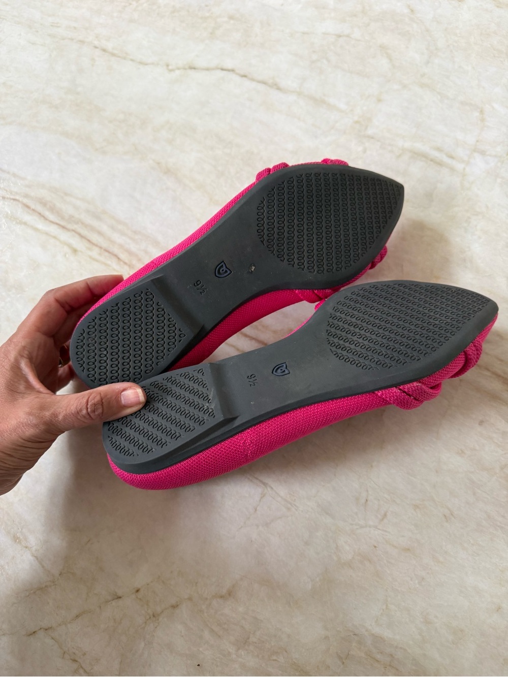 Rothy's Pointed Knot Flats in Bright Pink - Picture 2 of 2